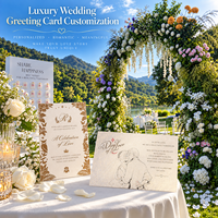 Cartes personnalisées avec image pour invitation de mariage, message de remerciement, menu, cartes de table, papier coton gaufré 3D avec feuille d'or, luxe