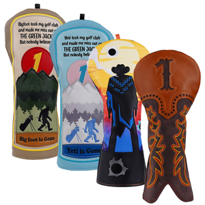 Fundas Personalizadas para Palos de Golf Bigfoot <span class=keywords><strong>Yeti</strong></span>, Fundas para Driver y Fairway Wood, Fundas de Cuero PU Estilo Vaquero Occidental para Palos de Golf - Product Image 1