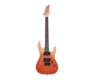 Guitare électrique à corps plein, corps en okoumé/tête en érable flammé, micros SSH, 41 pouces, chevalet en palissandre, touche en érable, fond en érable - Product Image 1