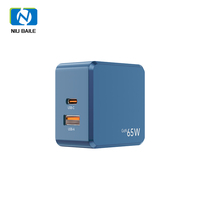 Chargeur de bureau universel NIUBAILE 65W PD3.1 QC2.0 avec 1 port USB-A et 1 port Type-C, câble pliable de 0,9 m, sortie maximale de 18W, prise US/AU/EU/JP