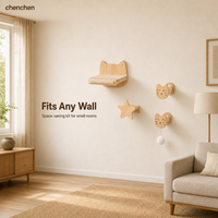 Plateforme murale pour chat en pin massif, avec griffoir en sisal et marchepied étoile, pour chats d'intérieur