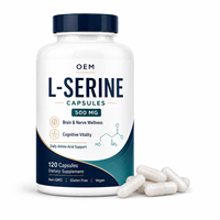 Cápsulas de L-Serina Clean Label Veganas, Sin GMO, Sin Gluten, Aminoácidos para la Nutrición, Bienestar Cerebral y Nervioso, Rutina Diaria, Línea de Suministro OEM