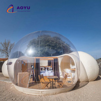 Dômes géodésiques transparents pour le glamping en plein air avec salle de bain, tentes gonflables transparentes de luxe