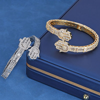 Bracelet homme hip hop main de hamsa moissanite, bijou argent S925 personnalisé entièrement serti