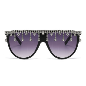Jamie 5698B <b>Large</b> <b>Frame</b> Sunglasses Black Rhinestone Pendant UV400 Women's Fashion Sun Shades - Product Image 5