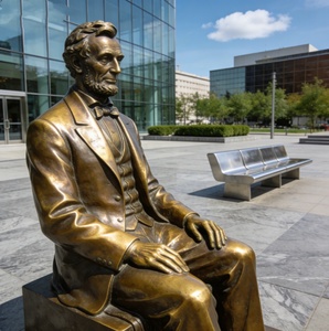 รูปปั้นอะเบราฮัม ลินคอล์น นั่งบนม้านั่ง ขนาดเท่าคนจริง ทำจากทองสัมฤทธิ์ คุณภาพพรีเมียม เหมาะสำหรับตั้งในสวนสาธารณะและลานสาธารณะ - Product Image 6