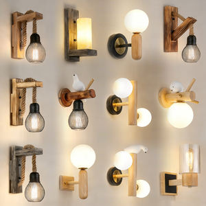 Applique murale à <span class=keywords><strong>LED</strong></span> Meilleur design en bois et verre Vente en gros Nouveau matériau E27 Boîte intérieure Applique murale carrée en bois blanc - Product Image 5