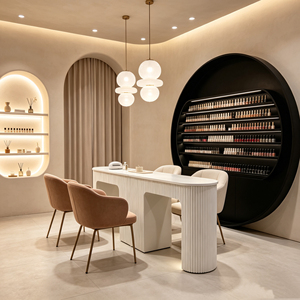 Table de manucure M2 de luxe moderne pour salon et <span class=keywords><strong>bar</strong></span> <span class=keywords><strong>à</strong></span> <span class=keywords><strong>ongles</strong></span>, en bois <span class=keywords><strong>à</strong></span> double courbure, avec collecteur de poussière, multiples rangements et fonctionnalités prêtes <span class=keywords><strong>à</strong></span> l'emploi - Product Image 2