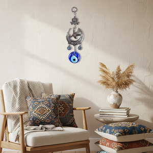 Luna nueva islámica que colgante de pared ornamento con vidrio hecho a mano mal de ojo hecho en turquía - Product Image 3