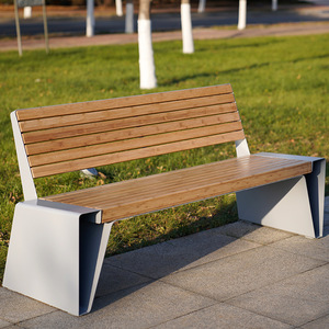 Muebles de exterior de diseño moderno, Banco de patio de jardín compuesto de grado comercial con respaldo para <span class=keywords><strong>parques</strong></span> públicos urbanos o villas - Product Image 6