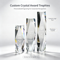 Trophée personnalisé en cristal K9 en forme de colonne, plaque de récompense en cristal gravée avec logo et texte pour souvenir d'entreprise
