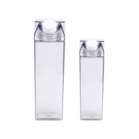 Nuovo Design 500ml quadrato creativo in plastica bottiglia di cartone per il latte trasparente tazza per bevande fredde bottiglia d'acqua scatola per il latte in bianco