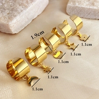 Europäischer amerikanischer Edelstahl 18 Karat vergoldeter, klobiger, breiter Ring mit Charms Star Moon Heart Anhänger verstellbarer Damen schmuck