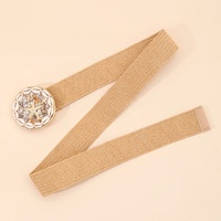 Nouvelle ceinture personnalisée à boucle ronde pour les vacances, décontractée, décorative pour robe, ceinture élastique tressée en paille de raphia pour femme, idéale pour la plage