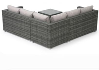 Ensemble de canapé modulaire moderne en rotin tressé pour l'extérieur, imperméable, 6 places, avec table basse