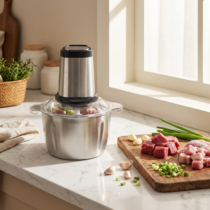 Hachoir Électrique Multifonctionnel en Acier Inoxydable 2L 3L pour Cuisine Domestique, Hachoir à Viande et Trancheuse Automatique Compacte - Product Image 1