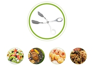 Pince de cuisine en acier inoxydable à double trou, type ciseaux, pour fruits, buffet, desserts, gâteaux, pain, salades et aliments