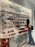 M & S rak pajangan parfum mewah, furnitur besi dengan lampu LED untuk toko ritel, mal belanja Premium