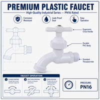 Robinet à poignée croisée en PVC de Chine, robinet d'eau tout plastique à filetage externe pour l'irrigation, usage domestique et extérieur, vente en gros OEM