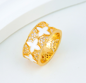 Anillos de Zirconia de Moda de Dubái, Chapados en Oro de 21k, Anillo Italiano Moderno de Color Hip Hop para Mujer, Joyería de Oro para Eventos y Fiestas - Product Image 1