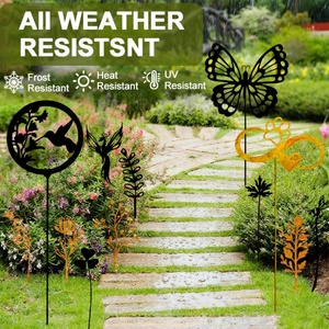 Ornements de jardin en métal noir, sculpture d'oiseau, motif animal, pour extérieur, avec bouquet décoratif, finition polie, vente en gros, Green the Easy Flowers - Product Image 6