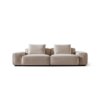 Ensemble de canapés modulaires sectionnels en lin au design simple et moderne avec repose-pieds en bois pour salon, hôtel et villa