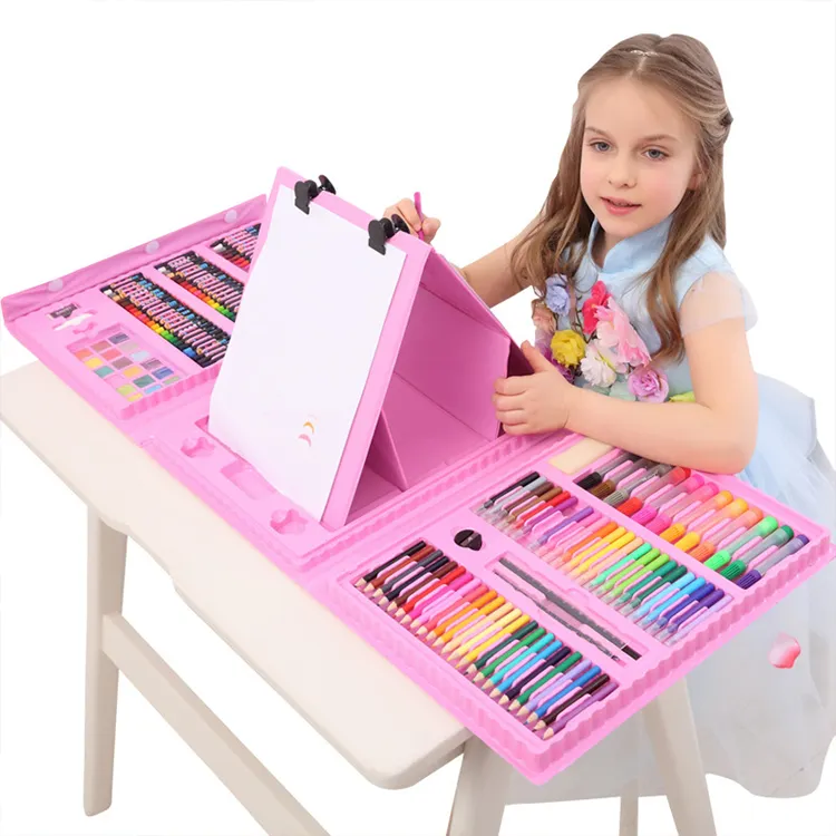 New Arrival High Quality Factory Wholesale Kids Non-toxic DIY Price Cheap Kids Drawing Printing Kit Art Set With Case 208 Pcs