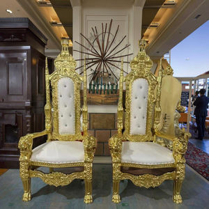 Sedie Trono Re e Regina Leone Stile Europeo Moderno Bianche Fatte a Mano per Uso Esterno Hotel Cerimonie di Nozze Ville Eventi Workshop - Product Image 2