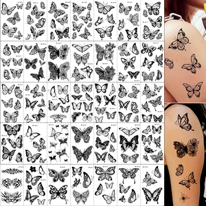 35 pz/set nero farfalla tatuaggio adesivo del tatuaggio arte del corpo finto <span class=keywords><strong>Tatoo</strong></span> temporaneo braccio impermeabile adesivo del tatuaggio per la festa - Product Image 2