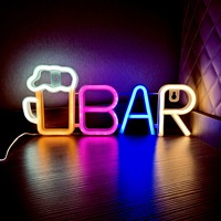 Lampe LED néon en plastique INS pour verre à vin, décoration murale pour fêtes, anniversaires, salle de jeux, ambiance maison