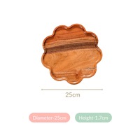 Creatieve bloeivormige dienblad van acaciahout met telefoonhouder en 2 compartimenten voor snacks, geschikt voor thuis of café decoratie.