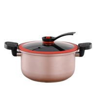 Casserole à pression écoénergétique 5L en acier inoxydable multicouche à double fond avec couvercle en verre, compatible induction et gaz