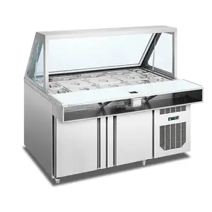 Comptoir de réfrigérateur d'affichage de banc de Table de travail de préparation des aliments d'acier inoxydable de rendement élevé