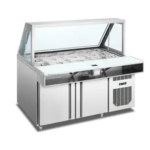 Hete Verkopende Bar Chiller Koelkast Pizza Salade Fruit Display Teller Koelkast Vriezer