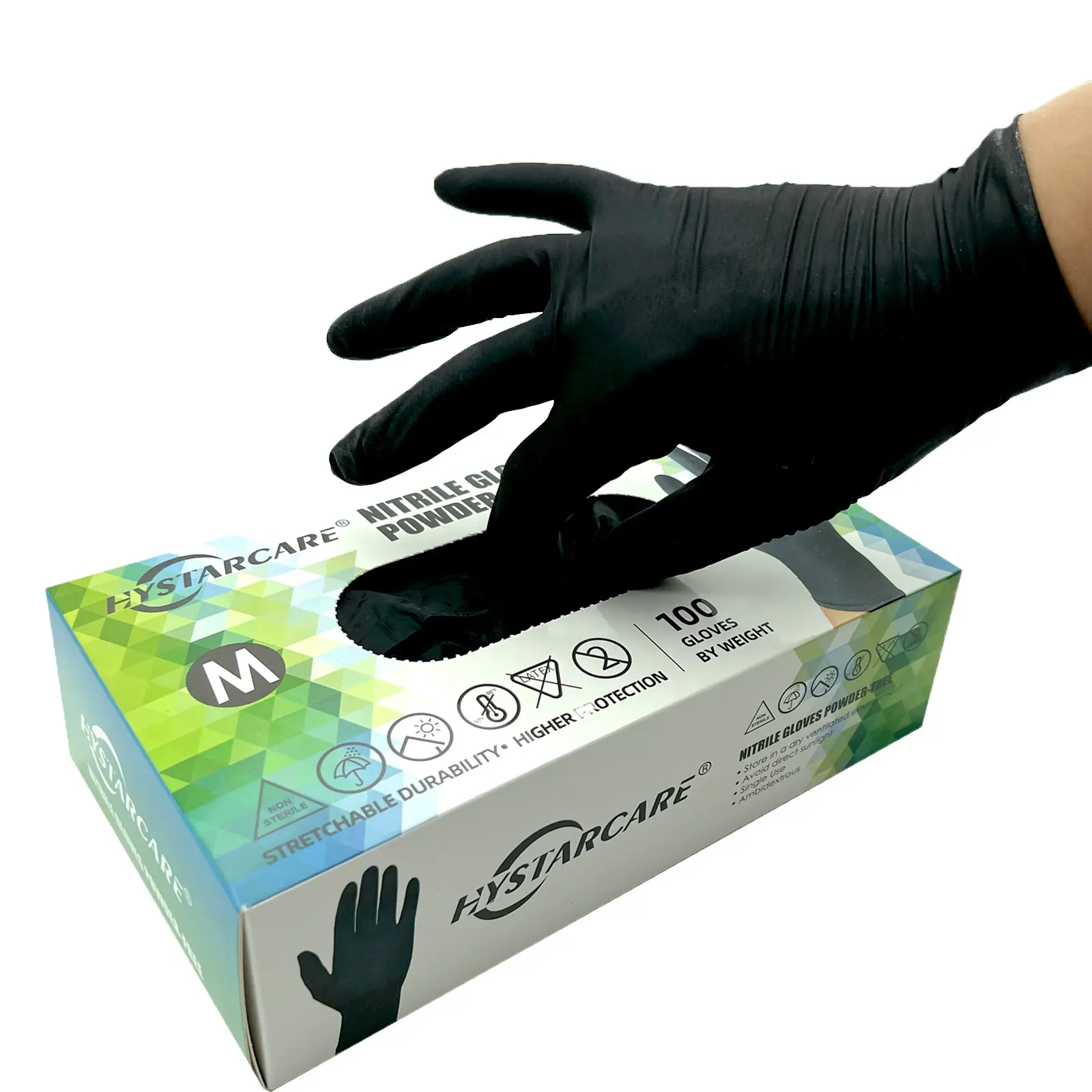 HYSTARCARE Wholesale Black Powder Free Latex Free Food Processing Grade Disposable Industrial Nitrile Gloves