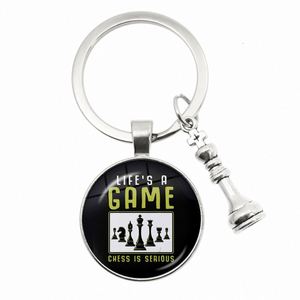 Porte-clés d'échecs, échiquier, pièce d'échecs, pendentif en verre, porte-clés de voiture en métal de haute qualité, cadeau pour les amateurs d'échecs - Product Image 4