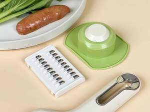 Plastik Saplı Mutfak Gereçleri Manuel Paslanmaz Çelik Rende İstiflenebilir Sebze Rende Seti El Koruyucu İle - Product Image 3