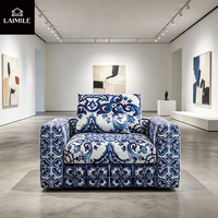 Fauteuil d'appoint moderne en tissu imprimé, chaise longue de luxe à motif capitonné pour salon et mobilier de maison