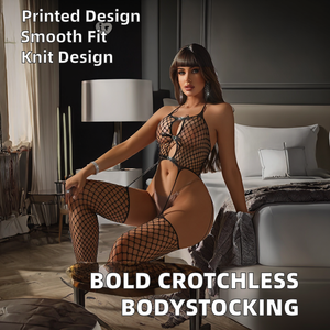 Lencería de Rejilla Transparente y Atrevida, Body de Satén, Disfraces Eróticos Sexys, Pantimedias con Abertura en la Entrepierna, Decoración con Cuentas - Product Image 4