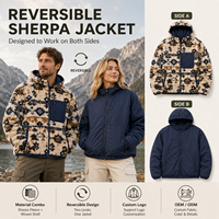 Veste Sherpa à Capuche Réversible Personnalisée pour Homme, Double Face, Fermeture Éclair Intégrale, Manteau Polaire Chaud Décontracté d'Hiver pour l'Extérieur, Marque Privée
