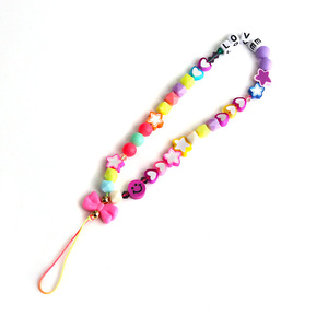 Vente chaude À La Main Coloré <span class=keywords><strong>Poterie</strong></span> Argile Perlé Poignet Longe De Mode Bohème Heureux Visage Initiale Perle Perles Téléphone Longe - Product Image 3