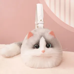 Borsa di simulazione di gatto inglese di alta qualità carino shorthair vendita calda pelliccia di peluche animale gatto borsa a forma di gatto borsa a tracolla