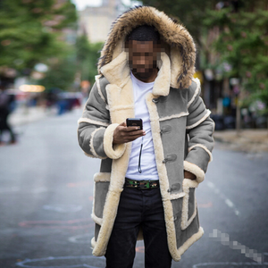 Vestes pour hommes grandes tailles, vestes pour jeunes hommes, couleur unie, coupe ajustée, col à revers, <span class=keywords><strong>capuche</strong></span>, <span class=keywords><strong>manteau</strong></span> d'<span class=keywords><strong>hiver</strong></span> décontracté - Product Image 6