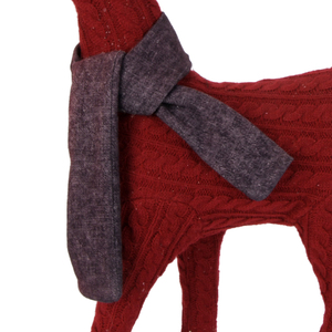 Brown Herringbone 20in Reindeer Display with Cream Muffler and Faux <b>Fur</b> <b>Trim</b> Heritage Holiday Accent for Mantel Shelf Retail - Product Image 2