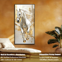 UNIART Qualité Impression sur Toile Cheval Art Mural en Porcelaine Couloir Peintures Diamants LED Peinture en Porcelaine Cristal Décoration Maison