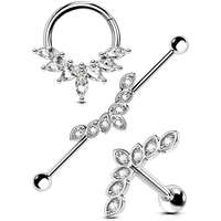 Boucles d'Oreilles de Cartilage en Acier Inoxydable Chirurgical 316L, Clous Cœur en Oxyde de Zirconium, Bijoux de Piercing Hélix Avant