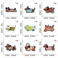 Patch brodé mignon de chien de dessin animé, badge brodé de chat Kawaii, applique animale de chiot vêtu, thermocollant pour vêtements d'enfants, sacs et décoration DIY