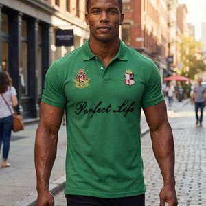 Polo da Uomo alla Moda con Ricamo, 220G Cotone, Magliette Polo da Uomo Hombre Camisetas - Product Image 3