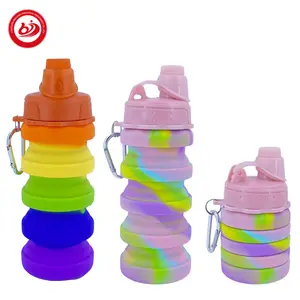 500ml công suất nhỏ phù hợp với trẻ em Thể Thao Silicone chai nước biểu tượng tùy chỉnh chấp nhận được cắm trại xách tay Silicone chai nước