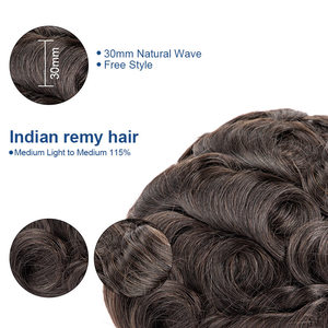 BLT Bella Q6 Parrucchino Ricciolo con Base Sottile in Pelle e Frontale in Pizzo Francese, 100% Capelli Umani Indiani, Protesi Capillare <span class=keywords><strong>di</strong></span> Ricambio per Uomini - Disponibile - Product Image 2